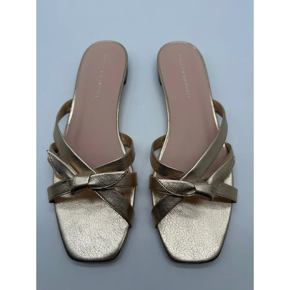 Loeffler Randall Women's Bow Sandals Daphne Slides 9.5 10 B Champagne Gold